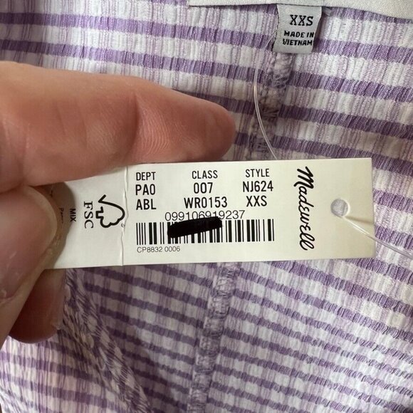 Madewell $88 Crinkled Y-Neck Button Down Shirt Size XXS Aster Bloom NJ624 - Picture 4 of 5